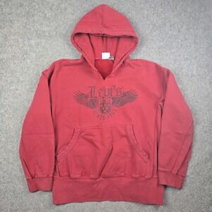 Vintage Levis Hoodie Mens‎ Large Red Distressed Faded Y2k Heavyweight 00s